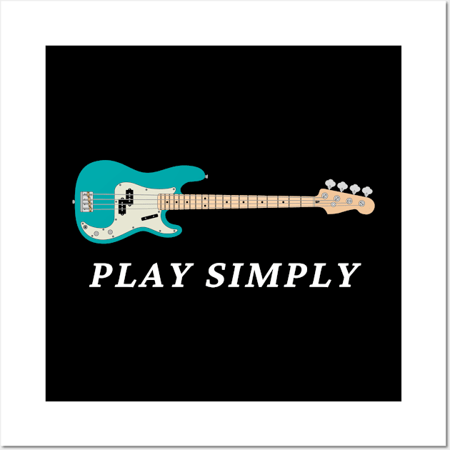 Play Simply Bass Guitar Teal Color Wall Art by nightsworthy